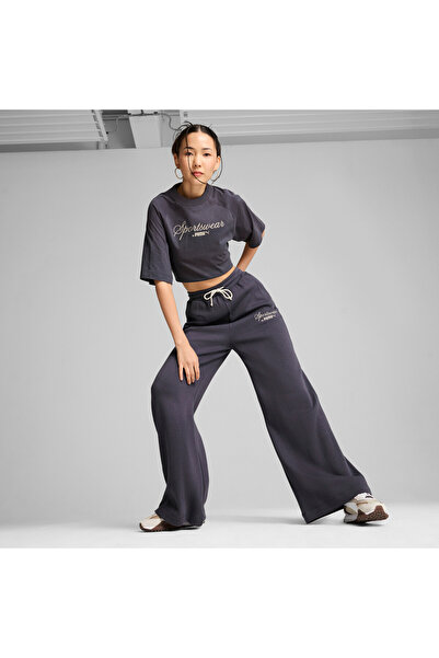 Puma Womens CLASSICS+ Relaxed Sweatpants - Gray