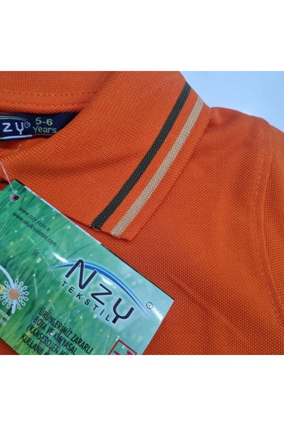 Uğur bebe Nzy Brand Short Sleeve for School Boys Orange Polo Neck T-Shirt 1St Class Quality 5-6Years Old 9-10 Years Old