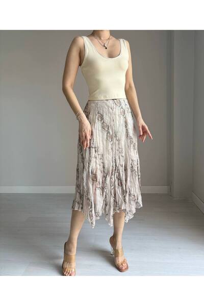 Genel Markalar Kadın yılan desenli midi etek