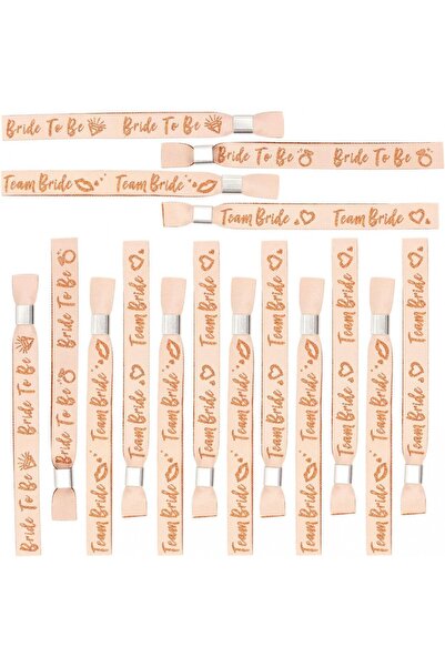 HOWAF Set de 16 brățări de nuntă, textil/metal, roz/argintiu, 16,5 x 1,4 cm