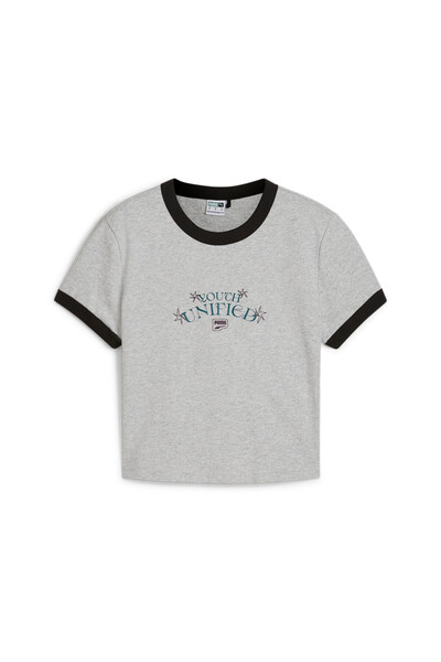 Puma Womens DOWNTOWN Graphic Baby Tee - Gray