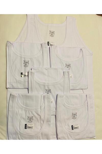 Tutku Men's White 6-Pack 100% Cotton Combed Cotton Tank Top.