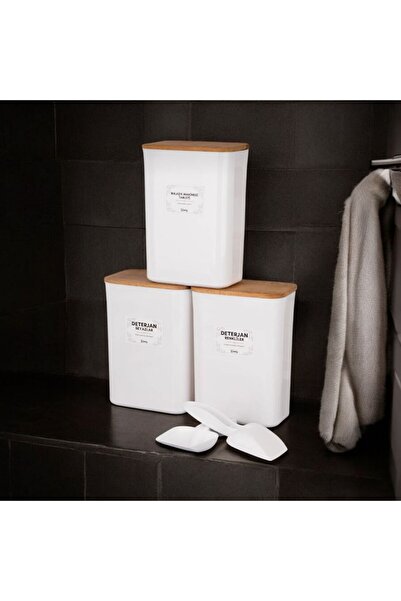 emdeco Capac de vid din lemn alb cu 3 compartimente, cutie organizatoare pent...