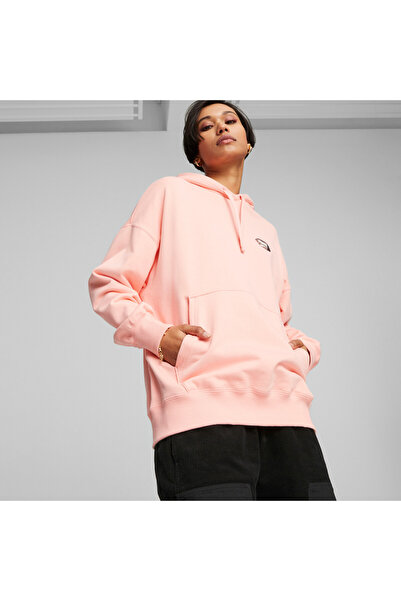 Puma Womens DOWNTOWN Oversized Graphic Hoodie - Pink