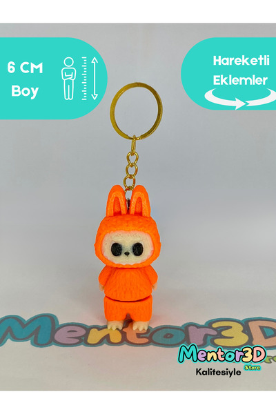 Mentor 3D Store Labubu Keychain 3D Animated Character Figure (1 Piece) + Earthquake Whistle Gift