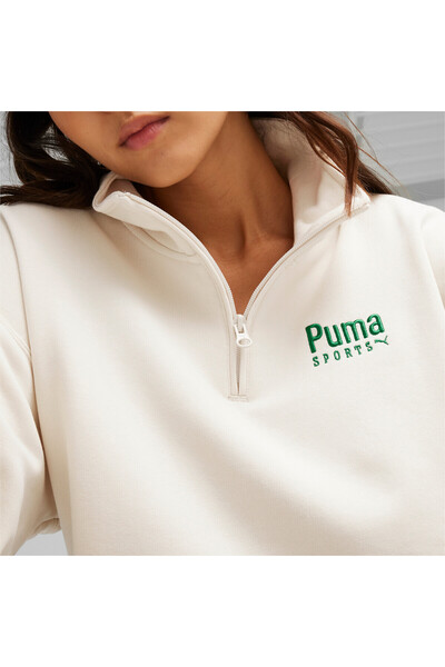 Puma Womens TEAM Half-Zip Crew - White