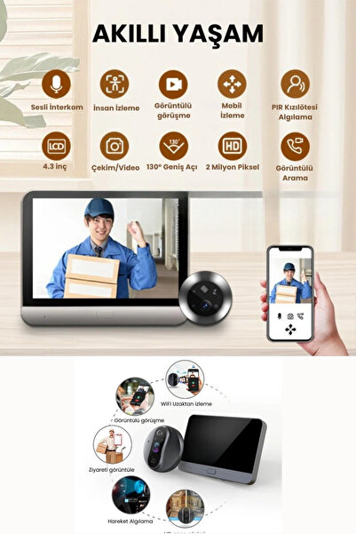 BGGTech Güvenlik ve Konfor Bir Arada Akıllı Dijital Kapı Dürbünü ve Zil Seti