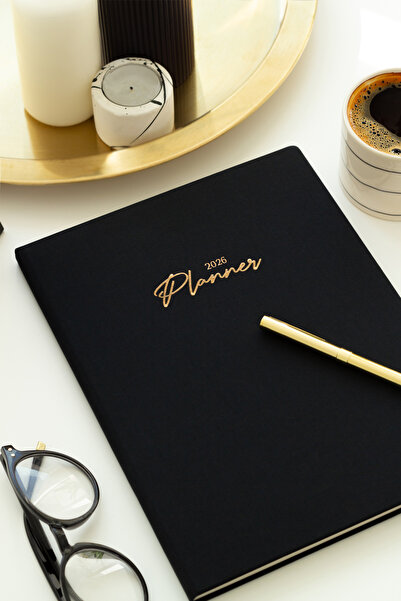 Matt Notebook 2026 Yılı 20x27 cm Keten Haftalık Planlayıcı Ajanda Siyah