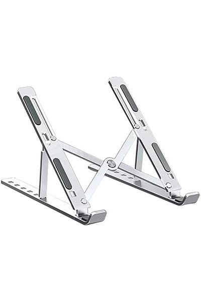 Generic Foldable Laptop Stand, Portable Aluminum Holder, Heat Dissipating and Ventilated with Adjustable Hei