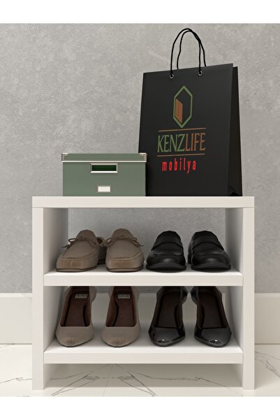 Kenzlife Kapaklı Ayakkabılık Bosnevi Mat Beyaz Suntalam 035*040*30 Dört Çift Ayakkabı Kapasitesi Arkalıksız