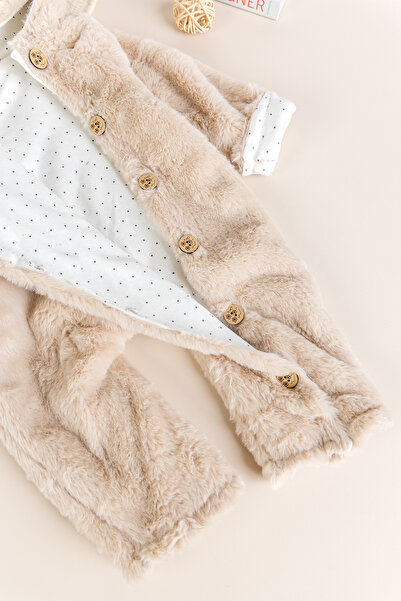 Babymod Winter Plush Baby Girl/Boy Jumpsuit with Rabbit Figure