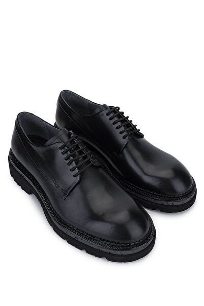 Tamer Tanca Erkek Hakiki Deri Siyah Antik Casual Ayakkabı