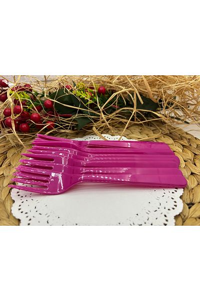 Deniz Party Store Fuchia Plastic Disposable Forks 25 Pieces