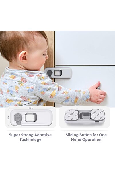 Baytion Child Safety Strap Locks, 5 Pieces Child Safety Cupboard Door Strap Locks with Strong Adhesi