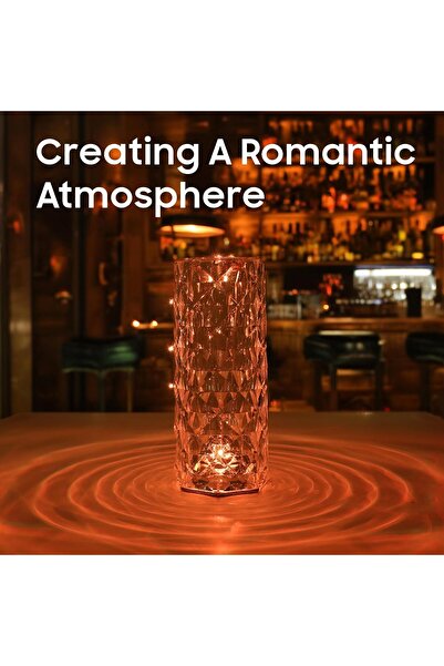 Baytion مصباح طاولة كريستالي، إضاءة لمس ماسية وردية RGB، 16 لونًا، USB وجهاز ...