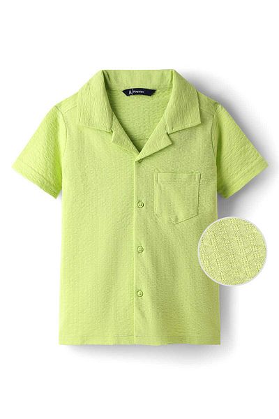 Pine kids Woven Half Sleeves Shirt With Textured Design - Light Green
