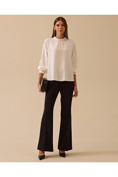 SEÇİL Stand Collar Pleated Detailed Blouse