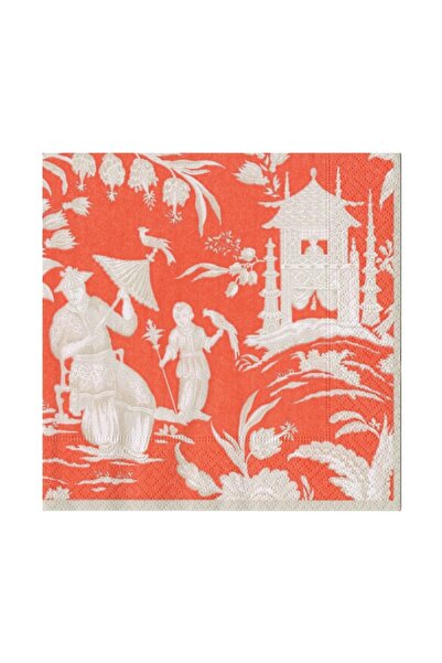 Caspari Silk Road Toile Mandarin Luncheon Napkins 20 Per Package