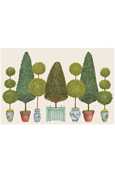 Hester & Cook Set de 24 foi de covorașe de masă cu tema grădină topiară