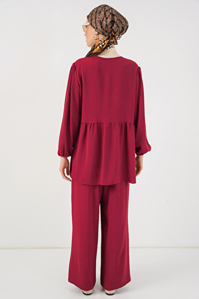 Bigdart Women's Front Lace-Up Tunic Trousers Double Suit 6744 - Red