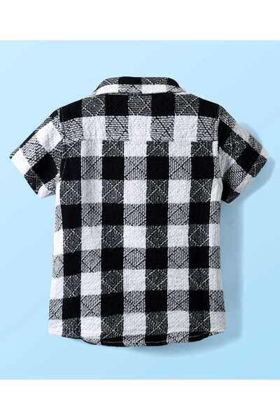 Babyhug Cotton Woven Half Sleeves Checks Shirt - Black & White