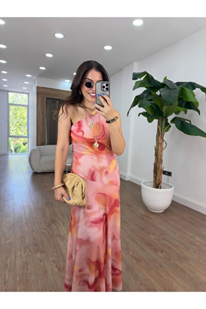 2she فستان شيفون متوسط ​​الطول بكتف واحد