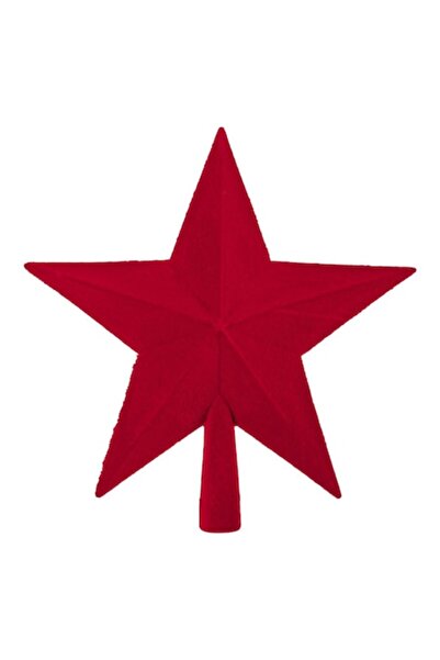 OEM Topper pentru brad de Crăciun RedStar, stea de catifea, plastic, roșu, 23 cm