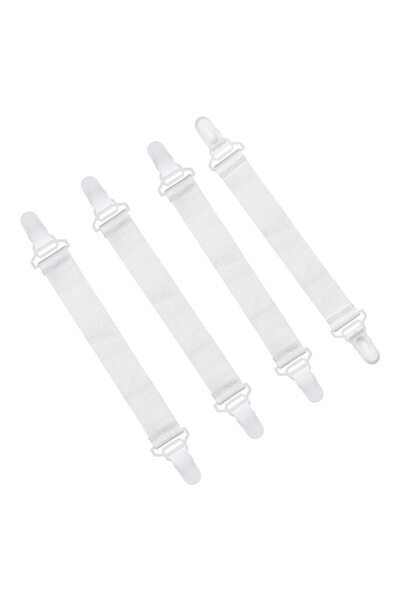 Bibilel Set cleme pentru fixare cearceaf/husa mesei de calcat, cu elastic, 2buc/set, Alb