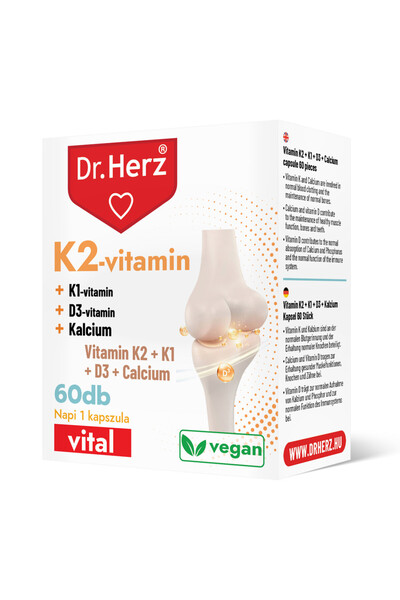 Dr Herz Capsule vegane cu vitamina K2 150 MCG + vitamina K1 + D3 + calciu Dr Herz 60 buc
