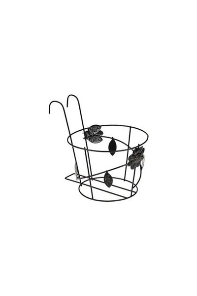 OEM Metallic Black Hanging Planter Support with Flower, Leaves, Ladybug Design Ø20.5x22.5cm