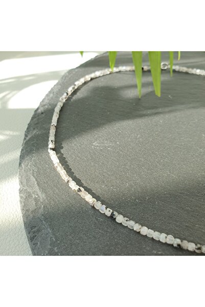 Abundo Colier Basics din piatra lunii si argint 925, 40 cm