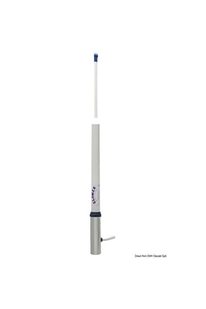 OSCULATI Glomex VHF RA1206 Antenna for Boats: White Fiberglass, 2.40m, Coaxial Cable RG-58, Chrome-Plated Bra