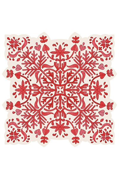 Hester & Cook Set de 12 foi de masă cu design de fulgi de zăpadă Fair Isle