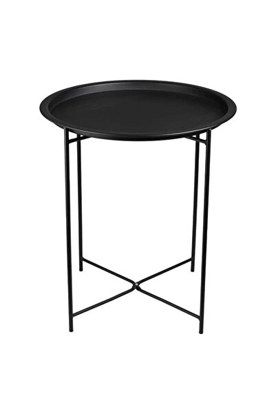OEM Metal Auxiliary Table, Black, Ideal for Balcony, Terrace or Indoor Use, 46x52 cm