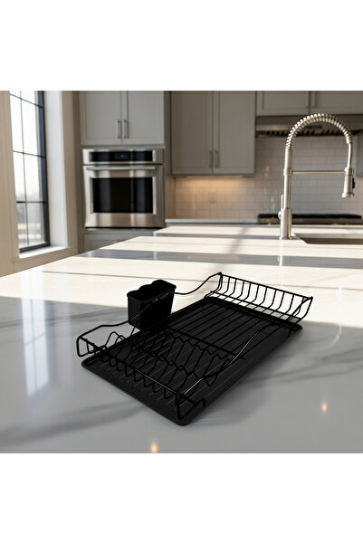 Kiwa Metal Deniz Siyah Tabaklık bulaşıklık Mutfak Düzenleyici