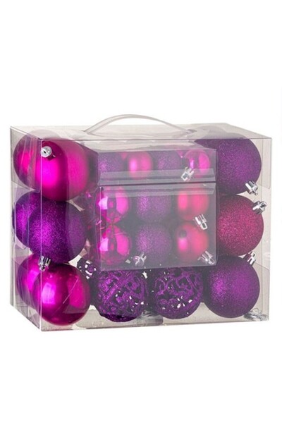 OEM Set globuri de Crăciun 3-4-6 cm mate, lucioase, cu sclipici, perforate mo...