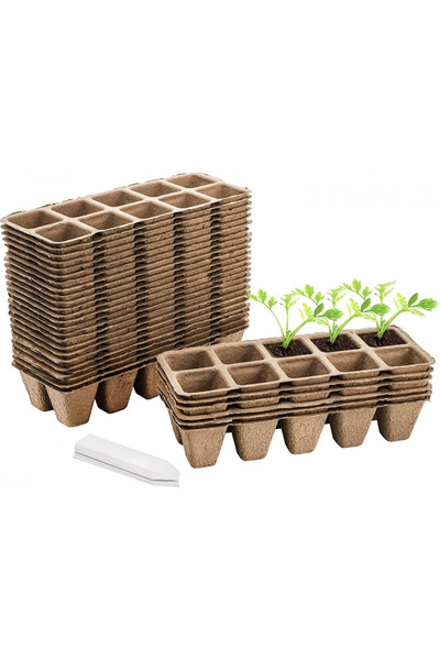 OEM Set of 20 seedling trays, 25.5 x 10.5 x 5 cm, 200 holes, peat, brown