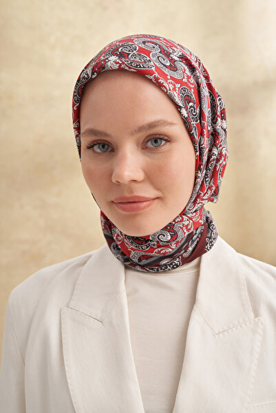 ARMANDA Floş Viscos Gaia Pattern Scarf - Bordo
