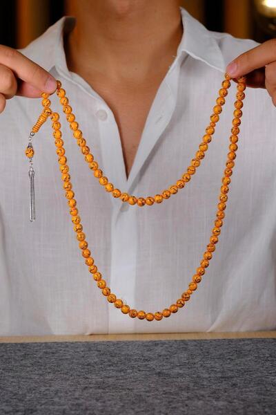dergah tesbih Esmaül Hüsna Processing Special Silver Design 99' Crimping Amber Prayer Prayer Beads