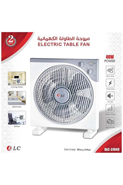 LC مروحة طاولة 40 واط، 3 سرعات، لون أبيض