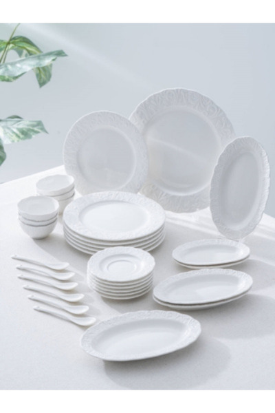 ACAR طقم فطور بورسلين بنمط منقوش 31 قطعة