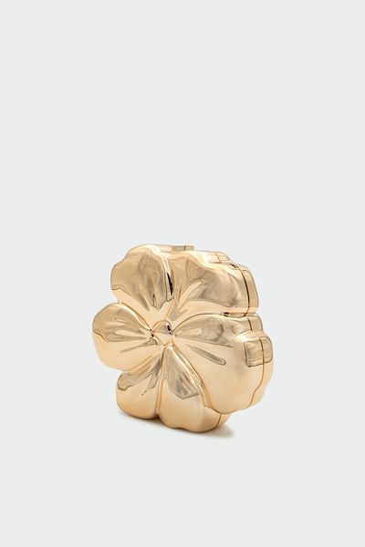 LAMİNTA Geantă de damă metalizată cu model de aur floral
