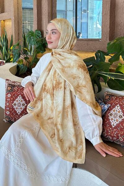 lamelif Sarmaşık Desen Bambu Şal Sarı