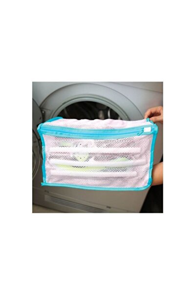 OEM Shoe washing bag, white with blue, 33 x 19 x 15cm