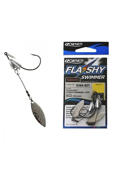 Mimteam Jig Owner 5164 No. 3/0 - Jig Lestat cu Paleta, 5.32 Grame, Carlige Marime 3/0, Culoare Negru Crom