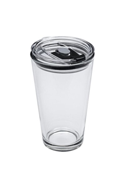 OEM Transparent Glass Coffee Cup with Lid 455ml