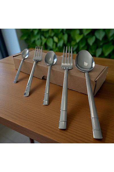 ENASHOP 30 Piece Dot Pattern Stainless Steel Cutlery Set for 6 People 1St Quality