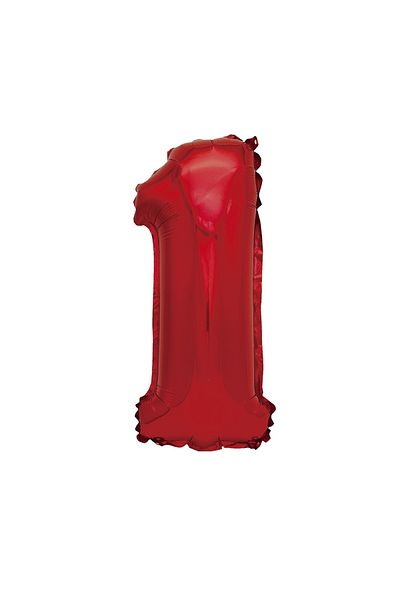 SDX Market Metallic foil balloon, Number 1, 100 cm, Red