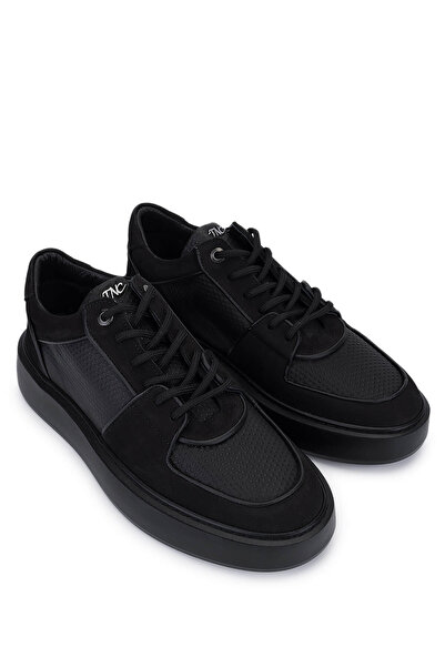 Tamer Tanca Erkek Hakiki Deri Siyah Sneakers & Spor Ayakkabı