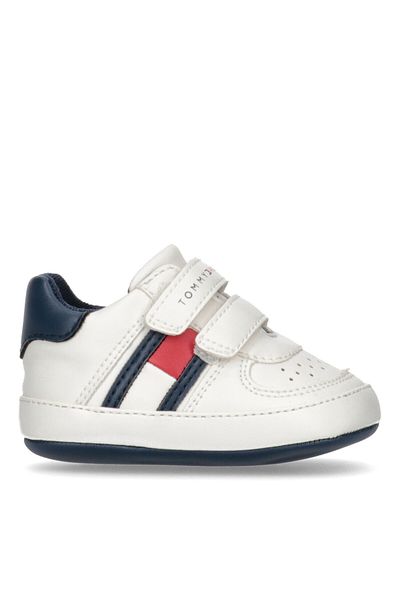 Tommy Hilfiger Boys Off White/Blue Flag Low Cut Velcro Shoe